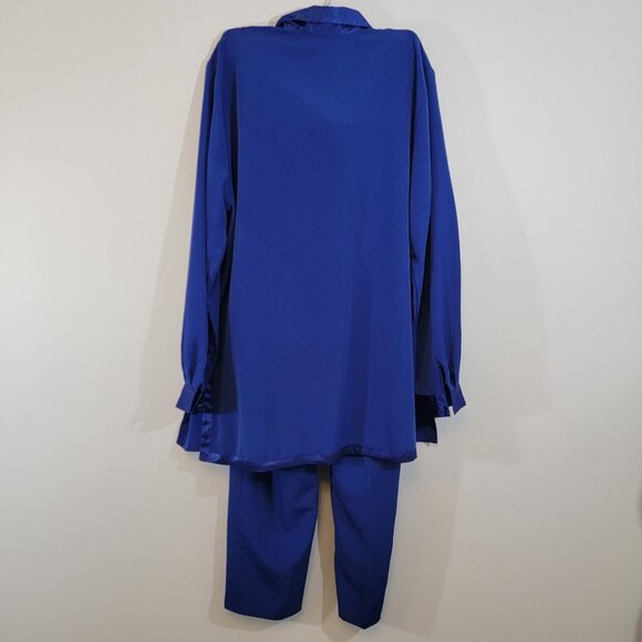 Christie & Jill Pajama Set Polyester‎ Button Up Shirt Blue Womens XL Vintage EUC - Picture 5 of 9